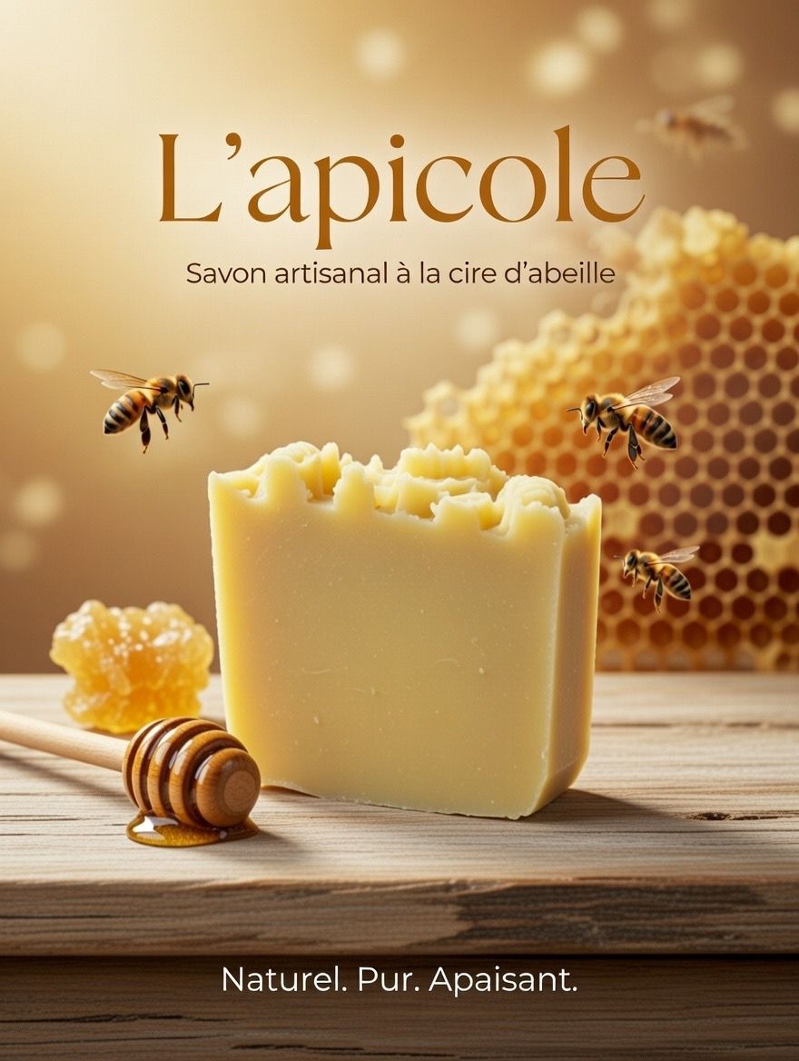Savon apicole clair avec décor d’alvéoles